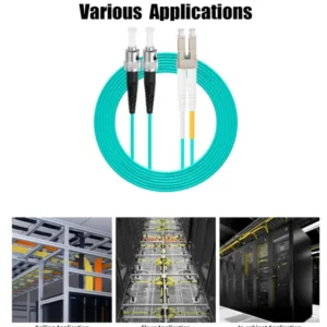 OM3 LC‑UPC to ST‑UPC Duplex Fiber Patch Cord, 50/125μm Multimode Optical Cable LSZH Jacket - Image 3