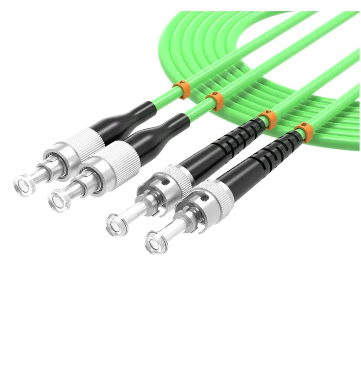 OM5 Duplex Fiber Patch Cord FC UPC‑ST UPC, 50/125μm Multimode LSZH Green Jacket, Wide‑Band Multimode Optical Jumper