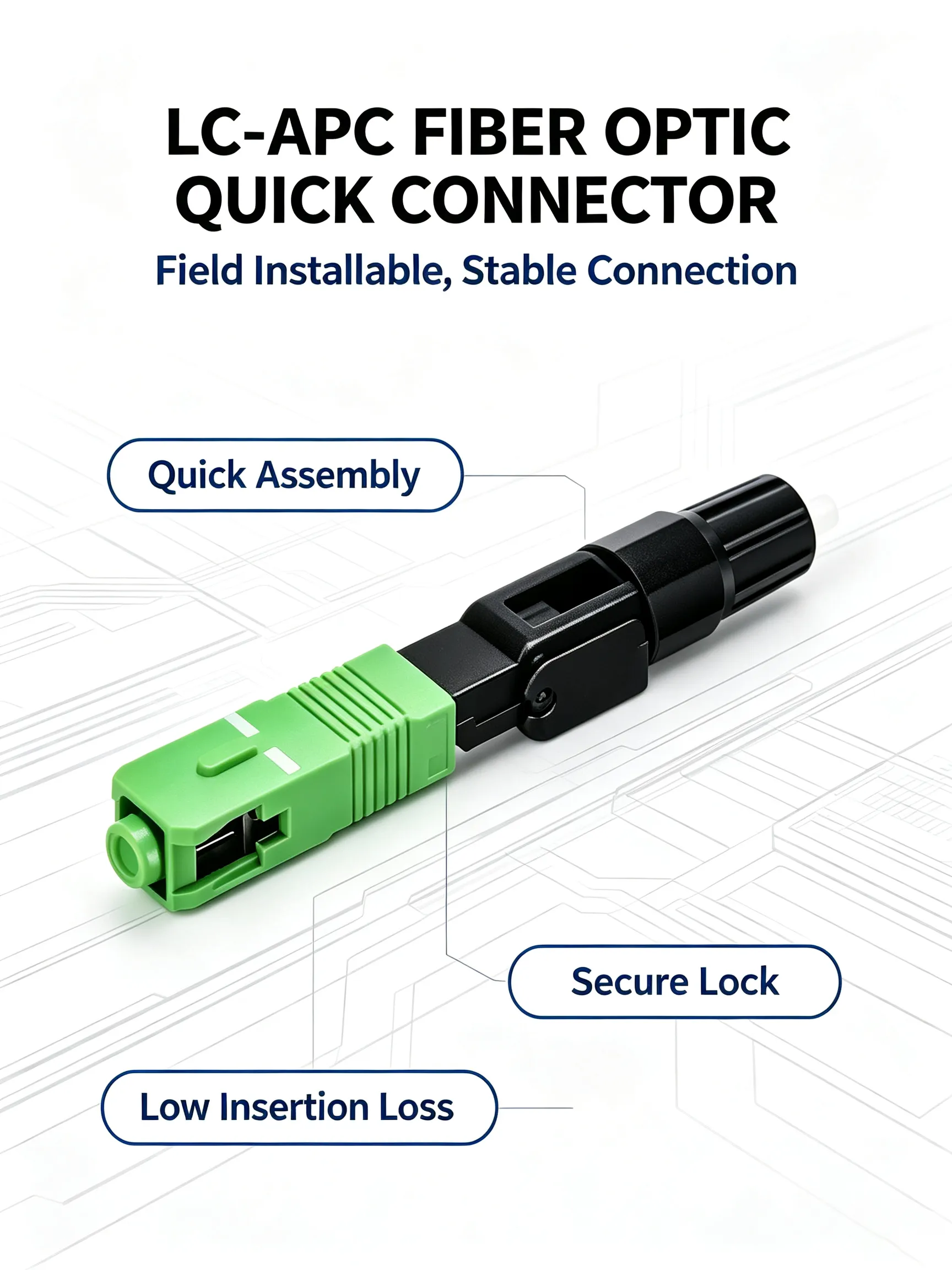SC APC fast assembly fiber connector single mode quick field termination
