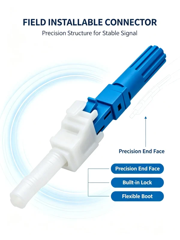 LC UPC Simplex Field Assembly Mechanical Connector, OM2/OM3/OM4/OM5 Multimode Quick Field Termination Connector