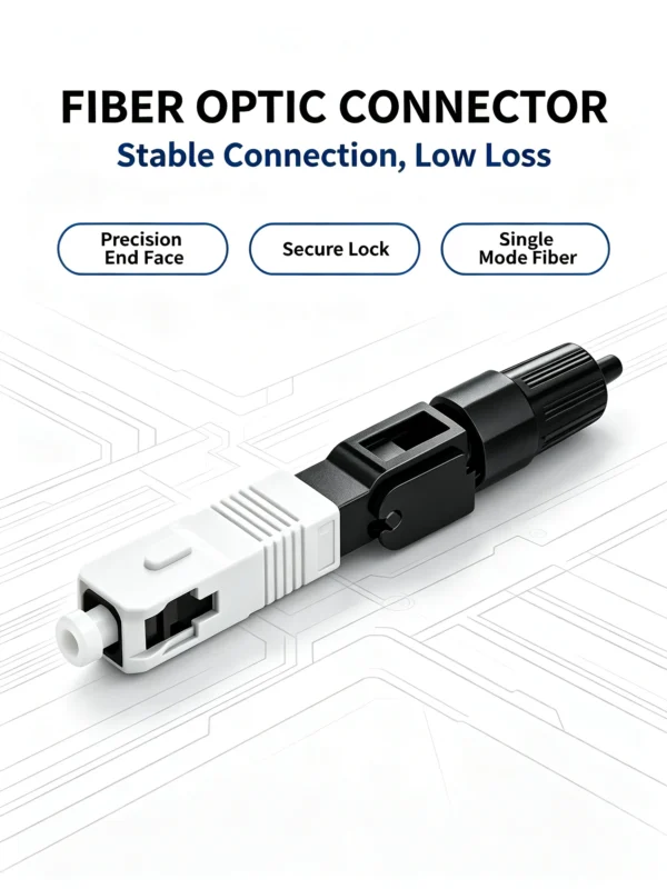 SC UPC Fast Assembly Fiber Connector, Pre-Polished Ferrule Single Mode Quick Field Connector for FTTH Drop Cable