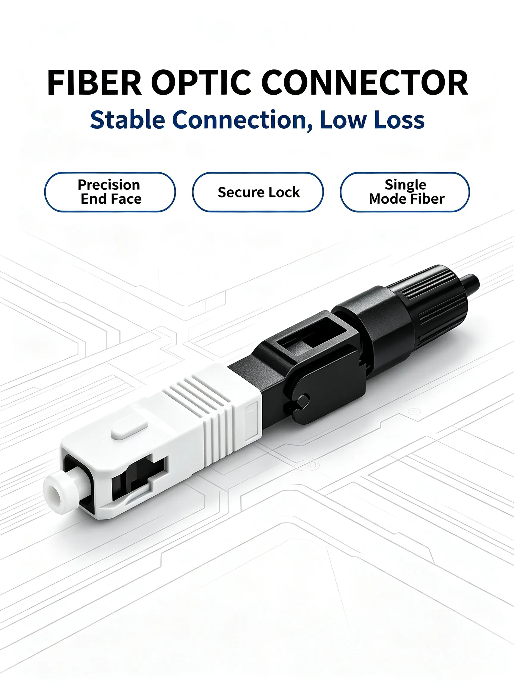 SC UPC Fast Assembly Fiber Connector, Pre-Polished Ferrule Single Mode Quick Field Connector for FTTH Drop Cable - 画像 (7)