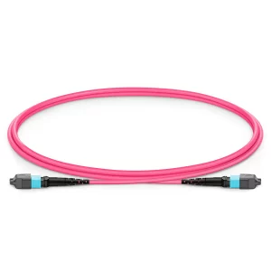 MTP® Jumper, MTP®-12 UPC (Female) to MTP®-12 UPC (Female), 12 Fibers, Multimode (OM4), Plenum (OFNP), 0.35dB Max, Type B, Magenta