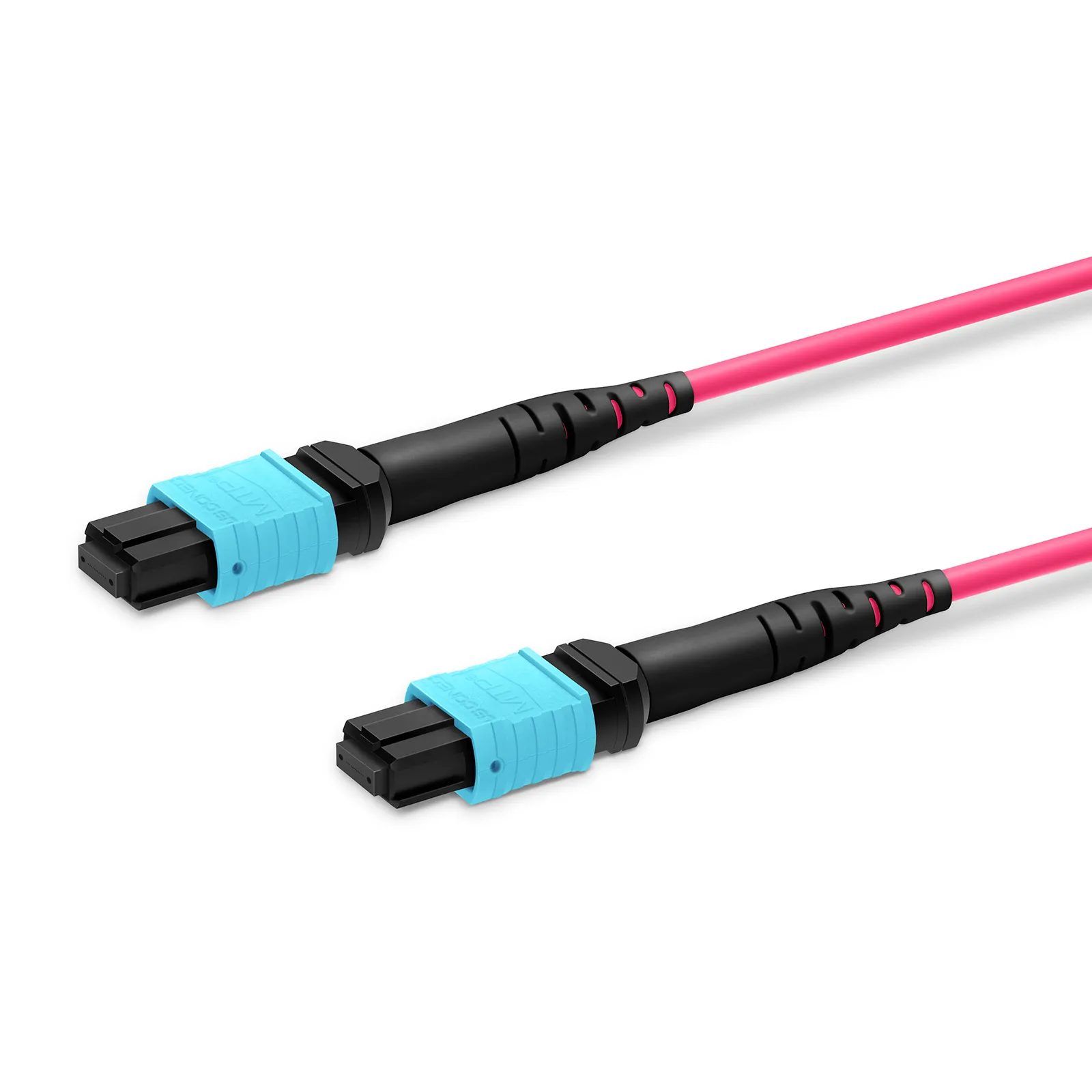 MTP® Jumper, MTP®-12 UPC (Female) to MTP®-12 UPC (Female), 12 Fibers, Multimode (OM4), Plenum (OFNP), 0.35dB Max, Type B, Magenta - Image 2