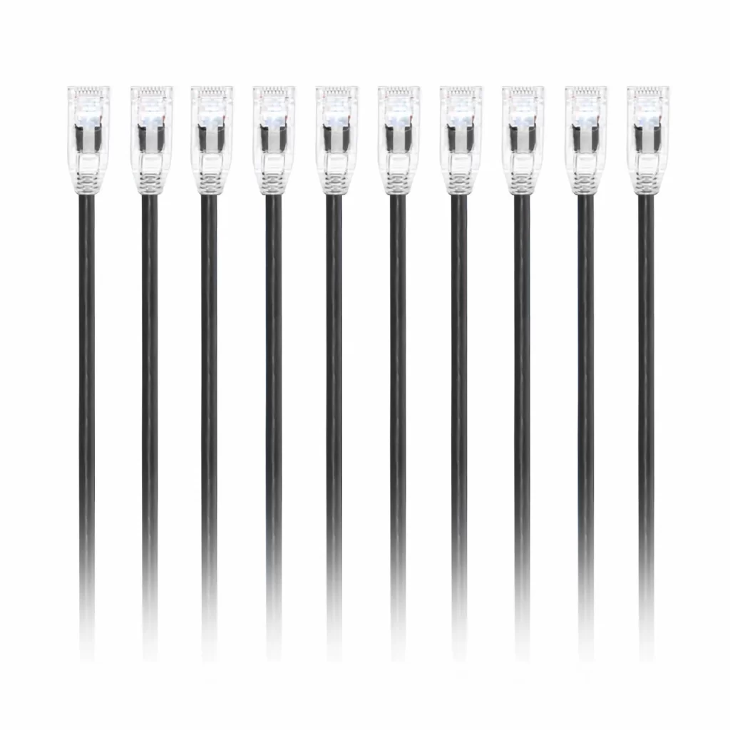 Cat6a 28AWG Snagless Unshielded (U/UTP) PVC CM Small Diameter High-Flex Ethernet Network Patch Cable, 10Pcs/pack