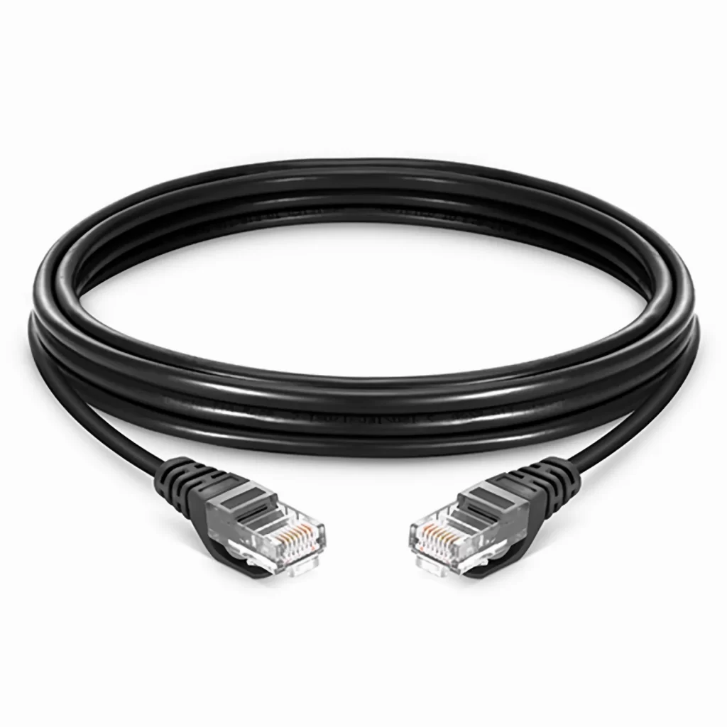 كابل تصحيح شبكة إيثرنت (Cat5e) بطول 10 أمتار، غير مغطى بغطاء حماية، غير معزول (U/UTP)، من نوع PVC، باللون الأسود