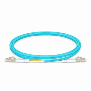 Fiber Patch Cable, 2 Fibers, LC UPC Duplex to LC UPC Duplex, Multimode (OM4), Riser (OFNR), 2.0mm