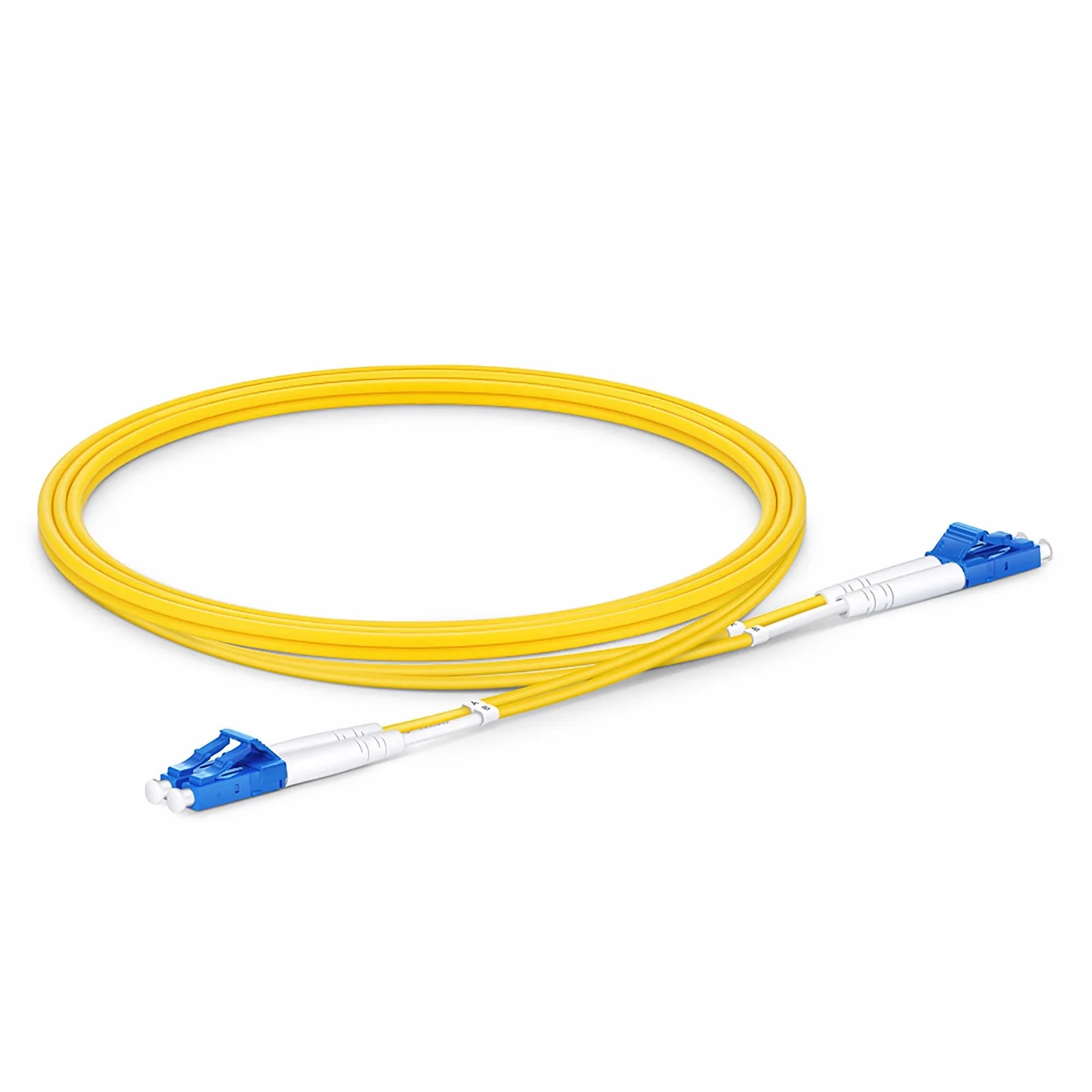 Fiber Patch Cable, 2 Fibers, LC UPC Duplex to LC UPC Duplex, Single Mode (OS2), Riser (OFNR), 2.0mm, Tight-Buffered, Yellow - Image 2