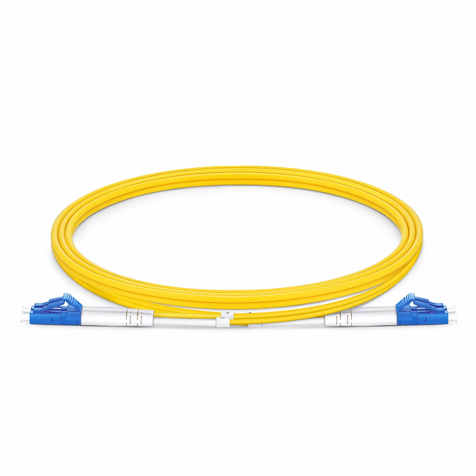 Fiber Patch Cable, 2 Fibers, LC UPC Duplex to LC UPC Duplex, Single Mode (OS2), Riser (OFNR), 2.0mm, Tight-Buffered, Yellow