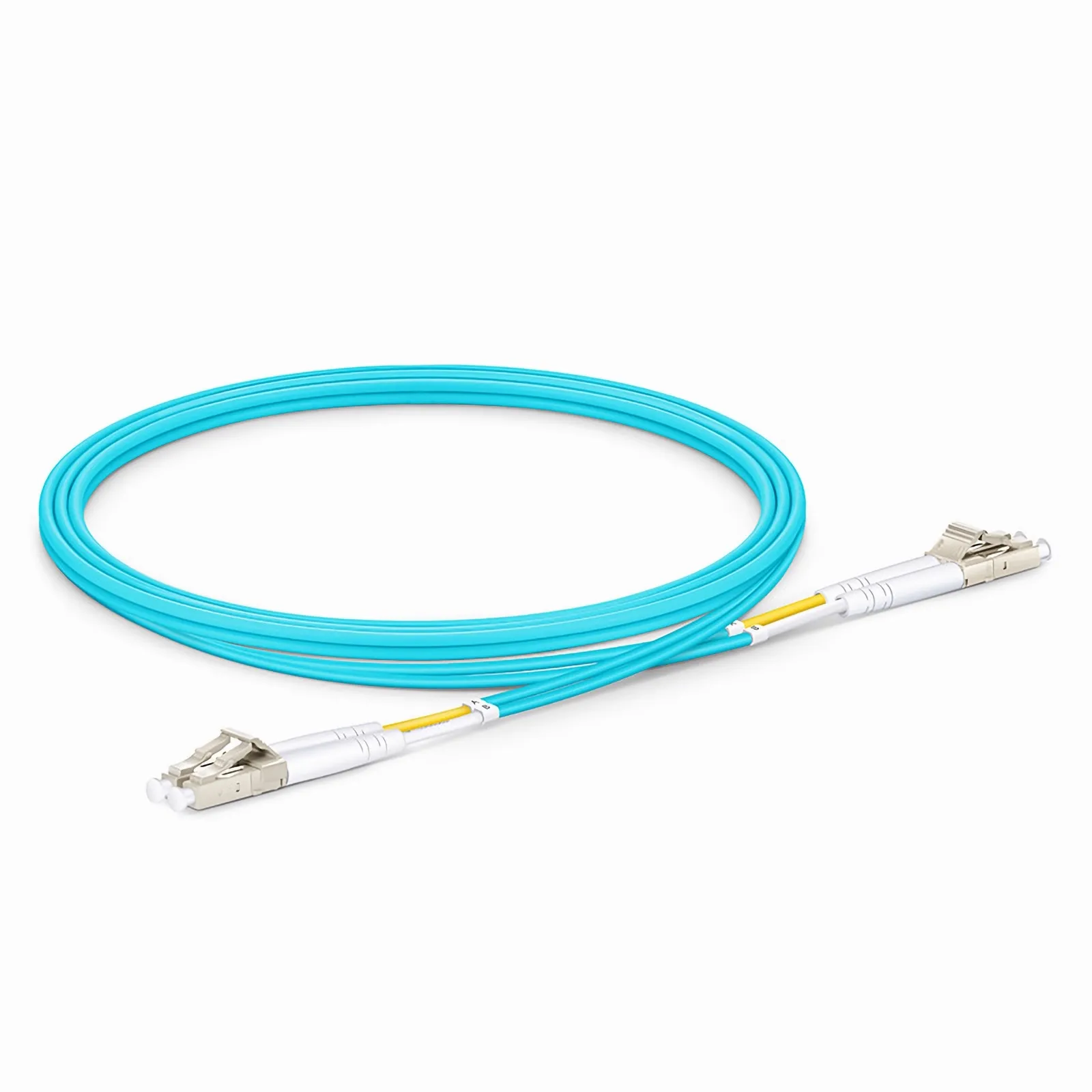 Fiber Patch Cable, 2 Fibers, LC UPC Duplex to LC UPC Duplex, Multimode (OM4), Riser (OFNR), 2.0mm, Tight-Buffered, Aqua - Image 2
