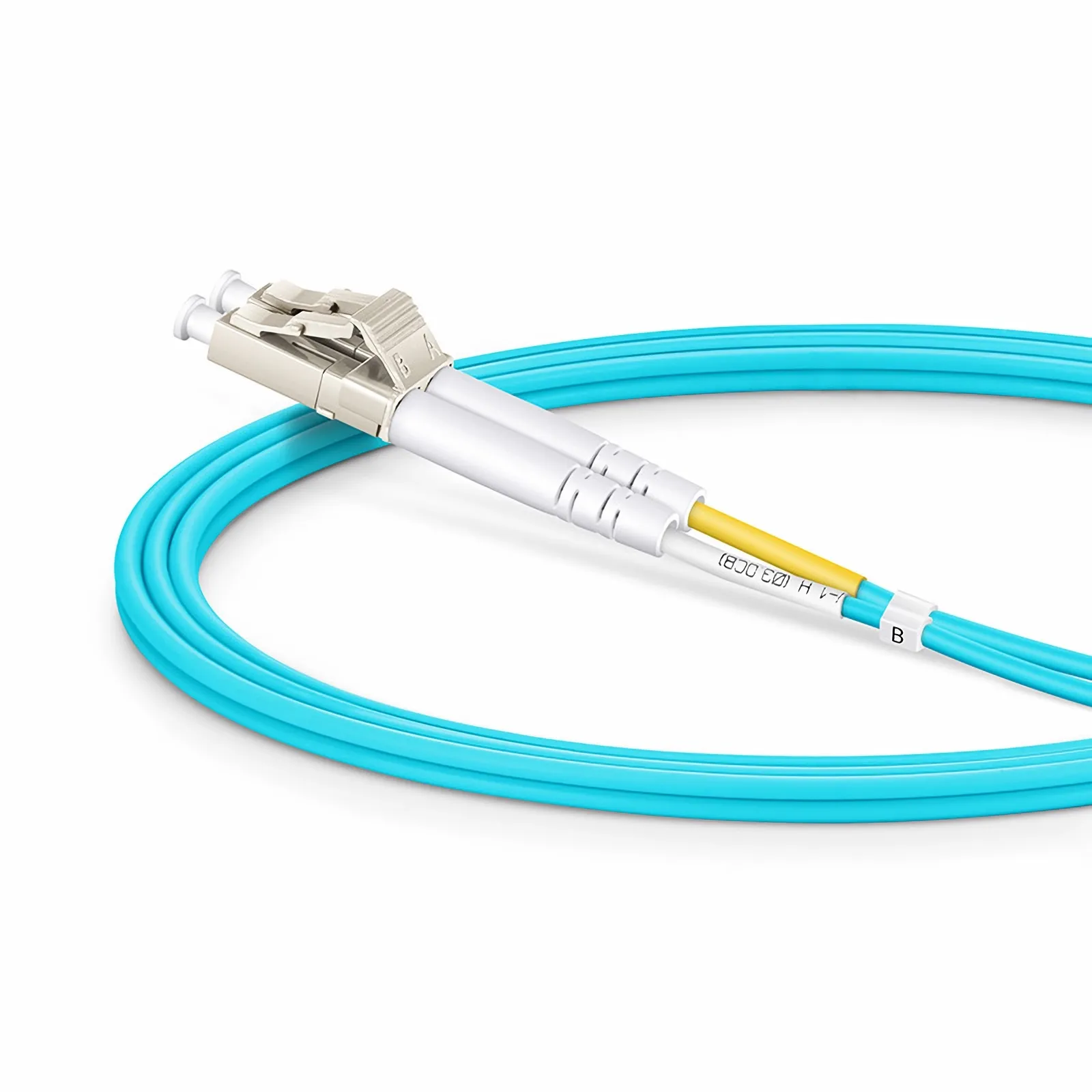 Fiber Patch Cable, 2 Fibers, LC UPC Duplex to LC UPC Duplex, Multimode (OM4), Riser (OFNR), 2.0mm, Tight-Buffered, Aqua - Image 3