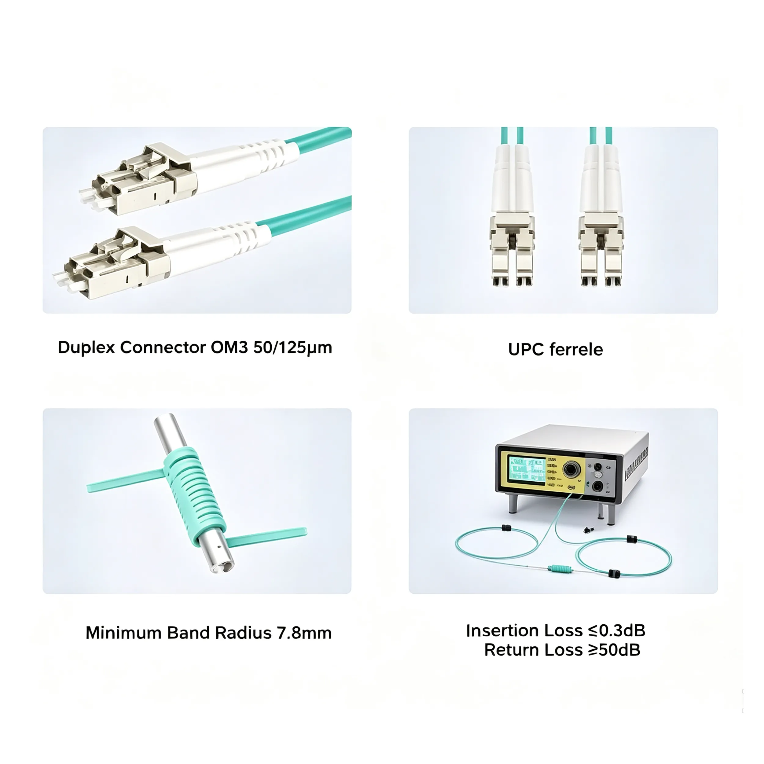 ⁦Duplex OM3 Multimode Fiber Patch Cord LC‑UPC to SC‑UPC, LSZH Jacket 10Gbps High‑Bandwidth Transition Optical Jumper for Data Center LAN Cabling⁩ - الصورة ⁦4⁩