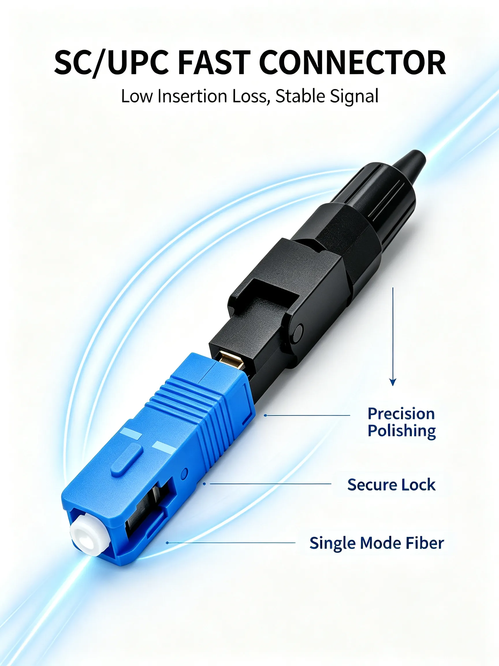 SC UPC fast assembly fiber connector single mode pre-polished ferrule quick field termination