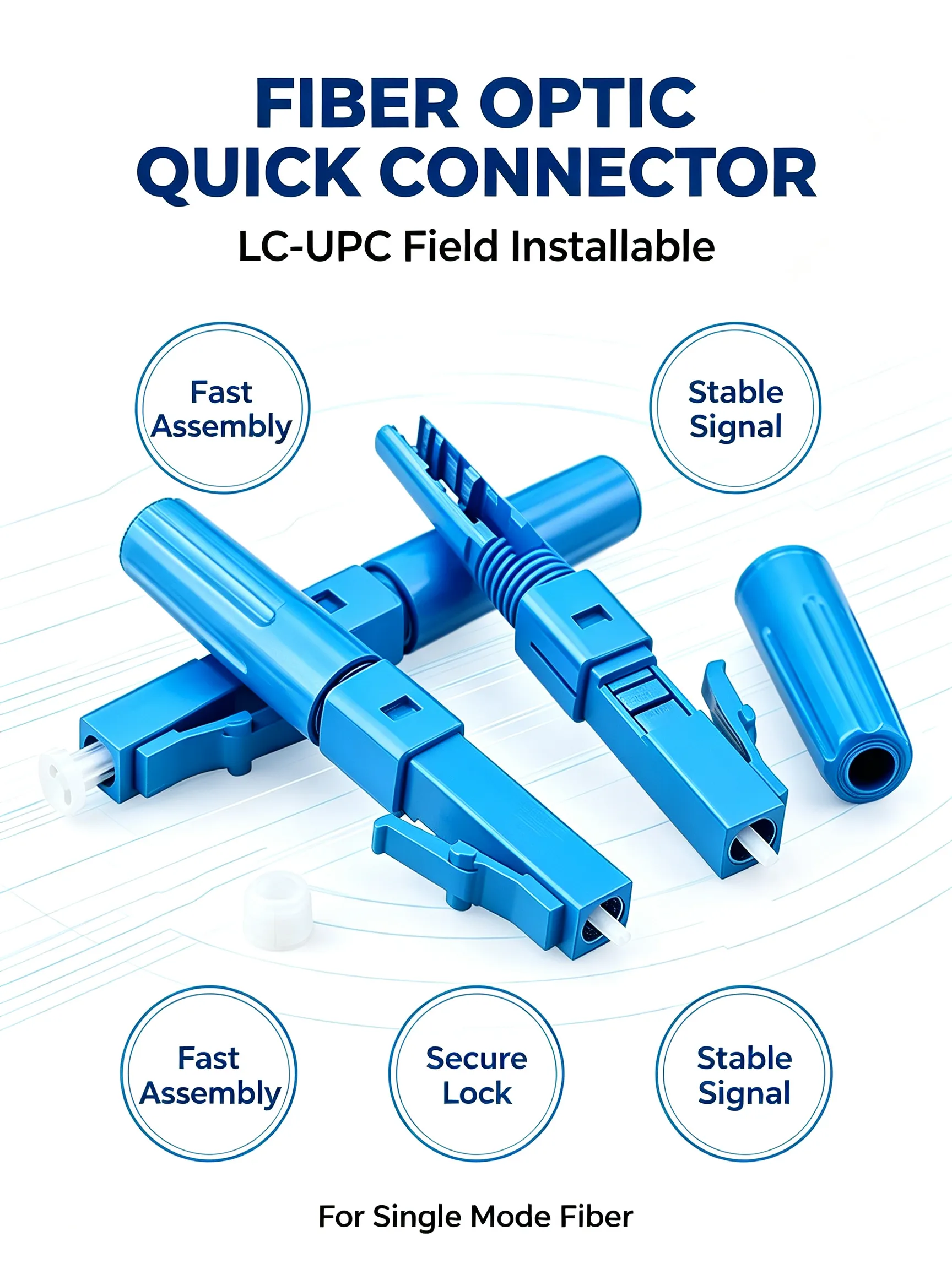 LC fast assembly fiber connector APC UPC for FTTH