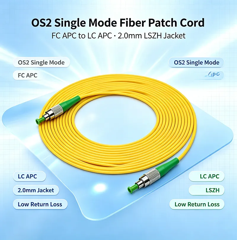 FC/APC to FC/APC OS2 Simplex Single-Mode Fiber Patch Cord, 2.0mm PVC - Image 5