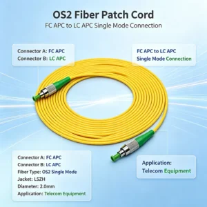 FC/APC to FC/APC OS2 Simplex Single-Mode Fiber Patch Cord, 2.0mm PVC - Image 2
