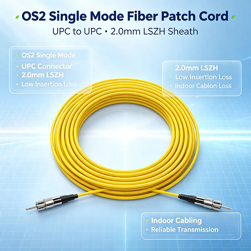 ST UPC to ST UPC OS2 Simplex Single-Mode Fiber Patch Cord, LSZH