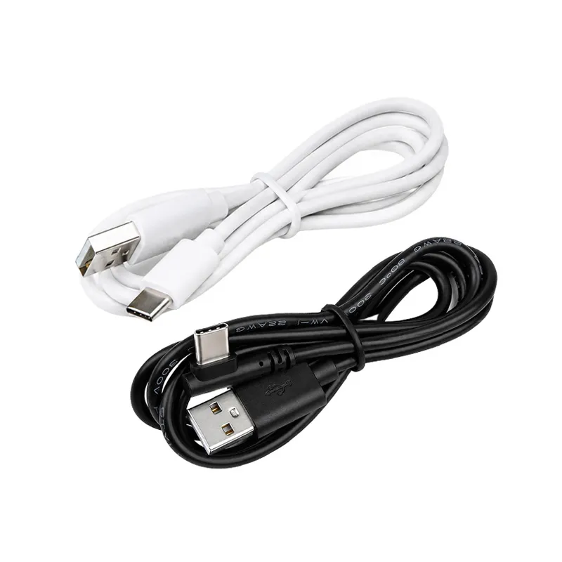 USB‑A to Type‑C Charging Cable L‑Shape & Straight Type‑C Connector Power Cord for Desk Lamp Fan Speaker