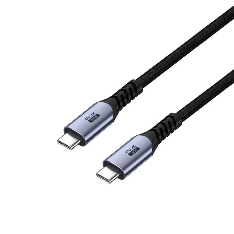 Высокоскоростной кабель USB4 Type-C — Type-C с поддержкой зарядки PD 240 Вт, скоростью передачи данных 40 Гбит/с и частотой обновления 8K@60 Гц, с оплетённой конструкцией