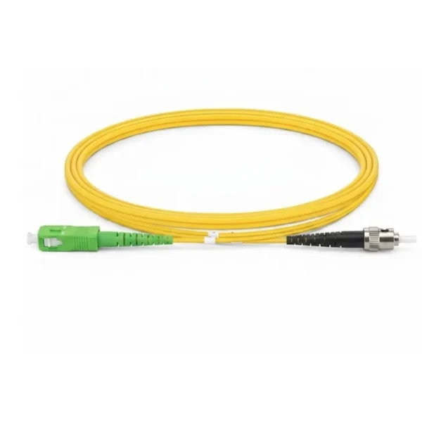 SC APC to ST UPC fiber patch cable, OS2 Simplex Single-Mode, 2.0mm LSZH, Yellow
