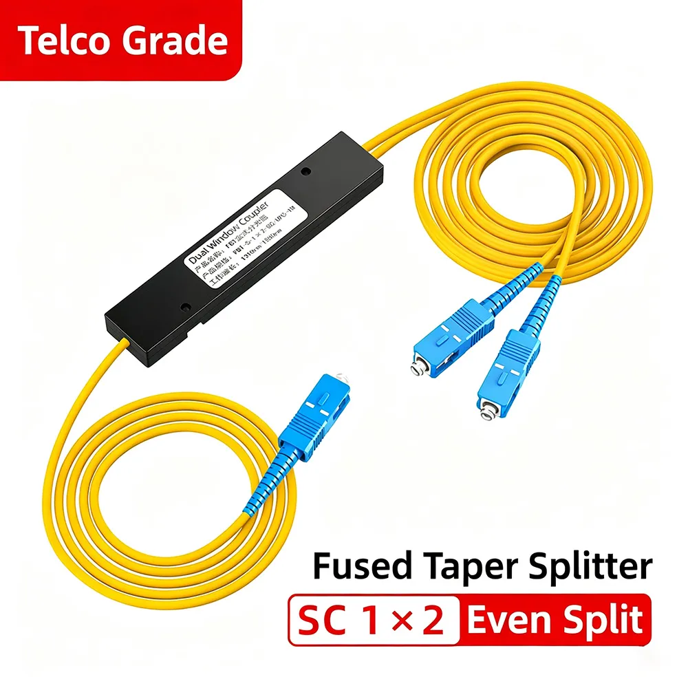 1x2 Fiber Optic Splitter, FBT 50:50, SC/UPC, SC/APC or Bare Pigtail - Image 4