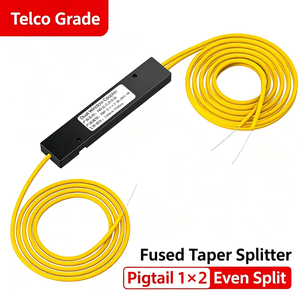 1x2 Fiber Optic Splitter, FBT 50:50, SC/UPC, SC/APC or Bare Pigtail - Image 5