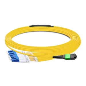 MPO APC Female to 6 LC UPC Duplex OS2 Single Mode Fiber Breakout Cable  12 Fibers Type B 2.0mm  LSZH, Yellow
