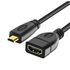 HDMI 1.4 Micro‑HDMI Male to Standard HDMI Female Extension Cable, Gold‑Plated Connector for Digital Cameras & Tablets