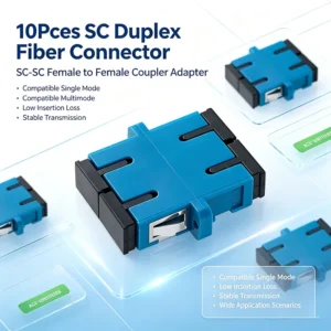 10Pcs SC Duplex Fiber Optic Adapter Female to Female SC‑SC Coupler, Single Mode & Multimode Compatible for ODF Patch Panel - Image 7