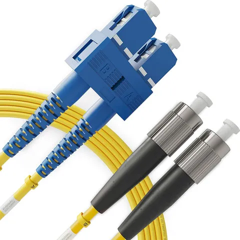 Cabo de Remendo de Fibra Monomodo OS2 Duplex SC-UPC para FC-UPC, Bainha LSZH, com Transmissão de Fecho de Rosca para Cablagem de Armários de Interior de Telecomunicações