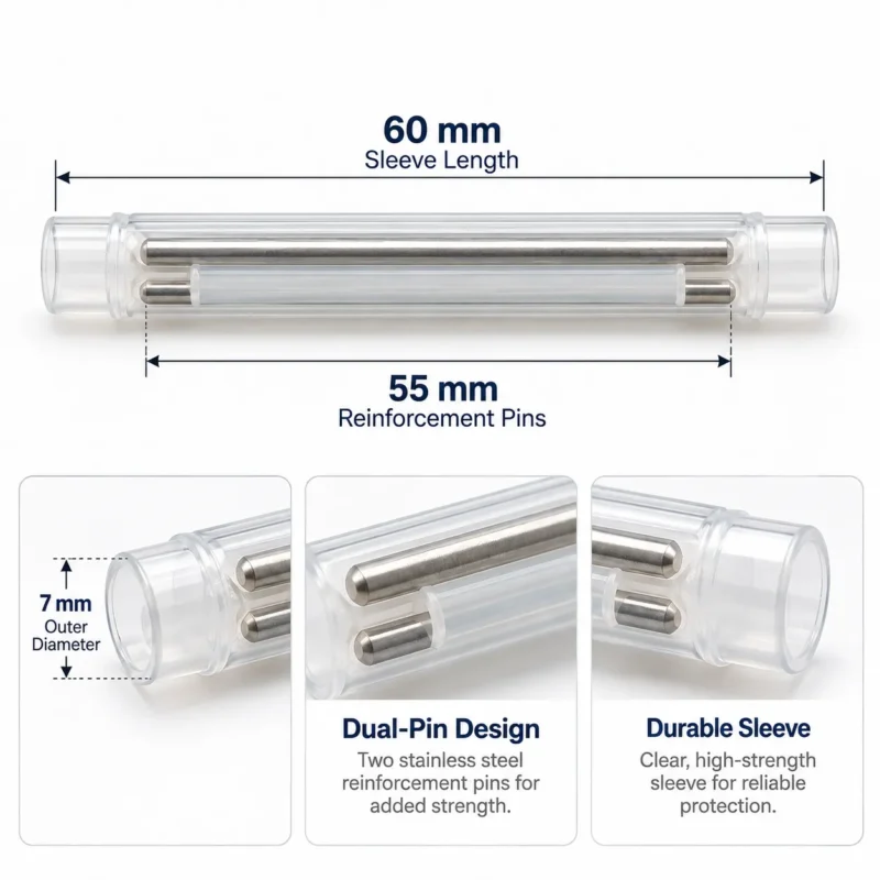 Fiber Splice Sleeves, 60mm Dual-Pin Heat Shrink for FTTH Drop Cable