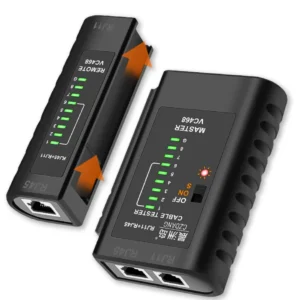 VC468 RJ45 RJ11 cable tester with the detachable remote module separated from the master unit