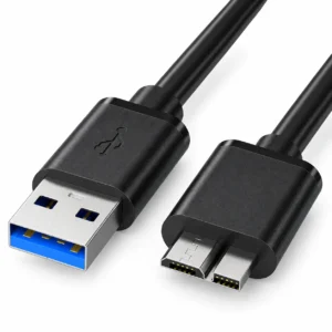 Micro USB 3.0 Cable with a USB Type-A male plug and a USB 3.0 Micro-B male plug on a white background
