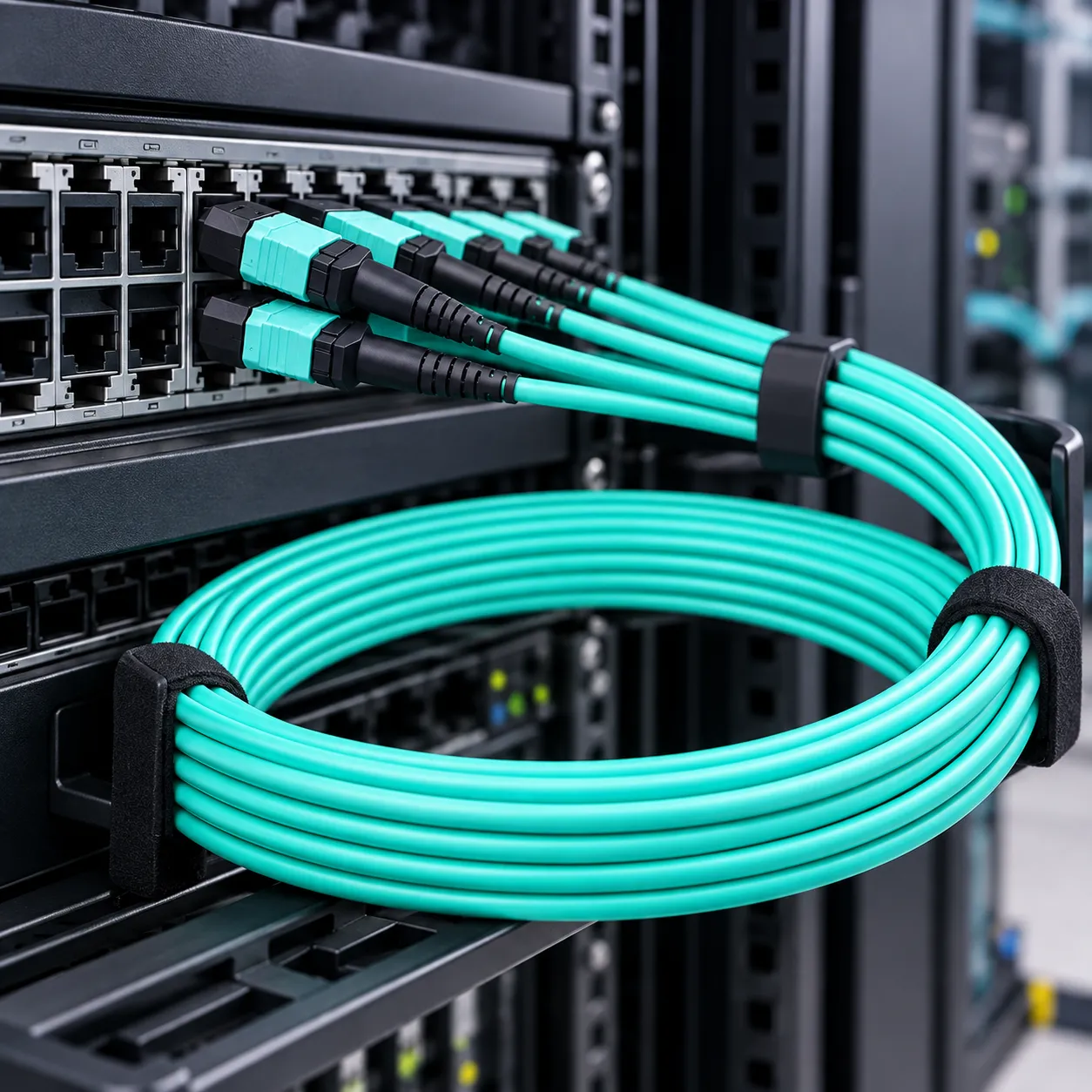OM3 MPO Patch Cable, Male to Male, 8/12 Fibers, 50/125µm Multimode: imagen 5