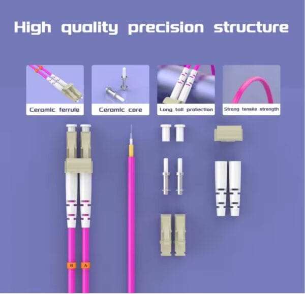 LC to SC UPC OM4 Fiber Optic Patch Cable 40G Multi Mode Duplex, 50/125μm, OD 2.0mm, LSZH OFNR