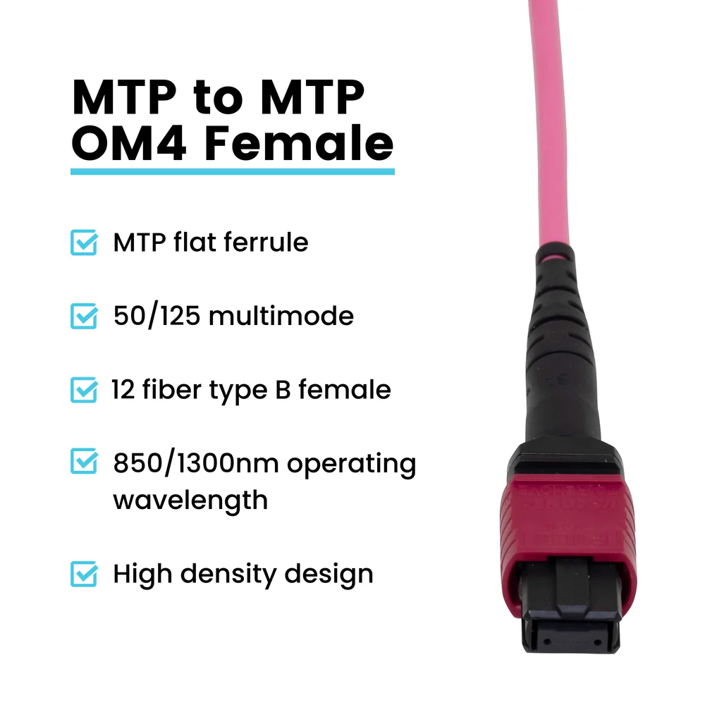 MTP® to MTP® Female OM4 12 Fiber Type B | MM OFNP - Image 2