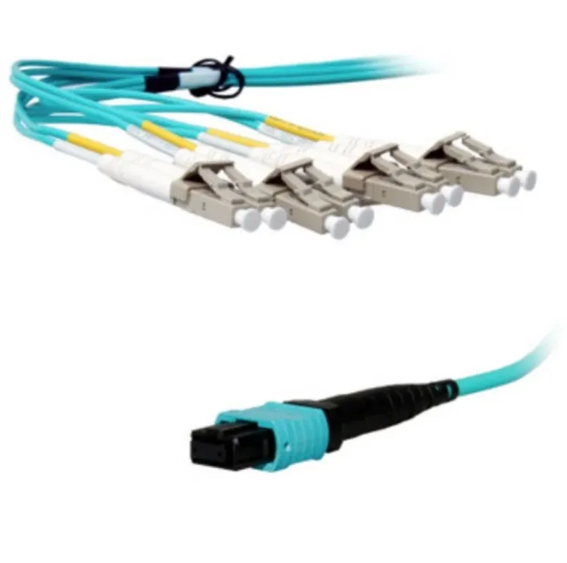 8 Core OM3 Multimode MPO Female to 4 LC UPC Duplex Breakout Fanout Fiber Patch Cord 50/125 LSZH 2.0mm Type B Polarity