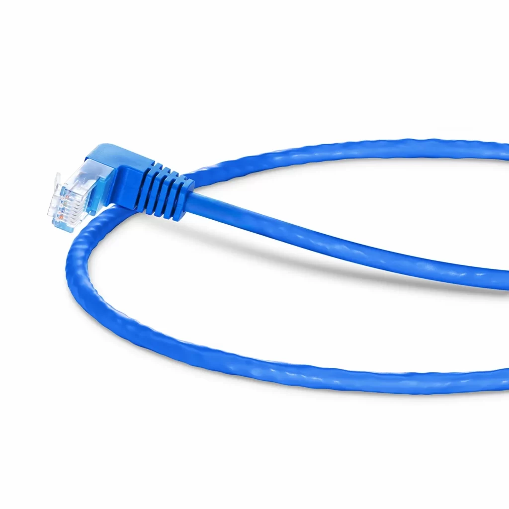 90 Degree Cat6 26AWG Snagless Unshielded (U/UTP) PVC CM Ethernet Network Patch Cable, RJ45 Right Angle UP Male to RJ45 Male