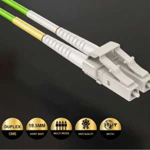 OM5 Duplex Fiber Patch Cord LC UPC‑SC UPC, 50/125μm Multimode LSZH OFNR, Lime Green Wide‑Band Optical Jumper - изображение 3