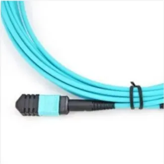 Cabo de remendo de fibra multimodo OM3 MPO para MPO de 8 núcleos, duplex, cor aqua, cabo LSZH de 10G/40G