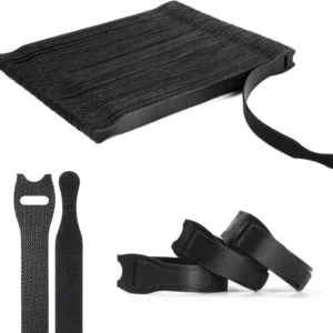 10Pcs Reusable Hook and Loop Cable Strap, Adjustable Nylon Wire Organizer Tie for Cable Management, Black