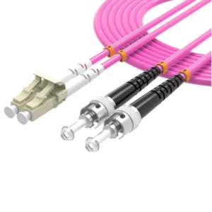 OM4 LC to ST Duplex Fiber Patch Cord 50/125 Multimode LSZH Violet Optical Jumper Cable