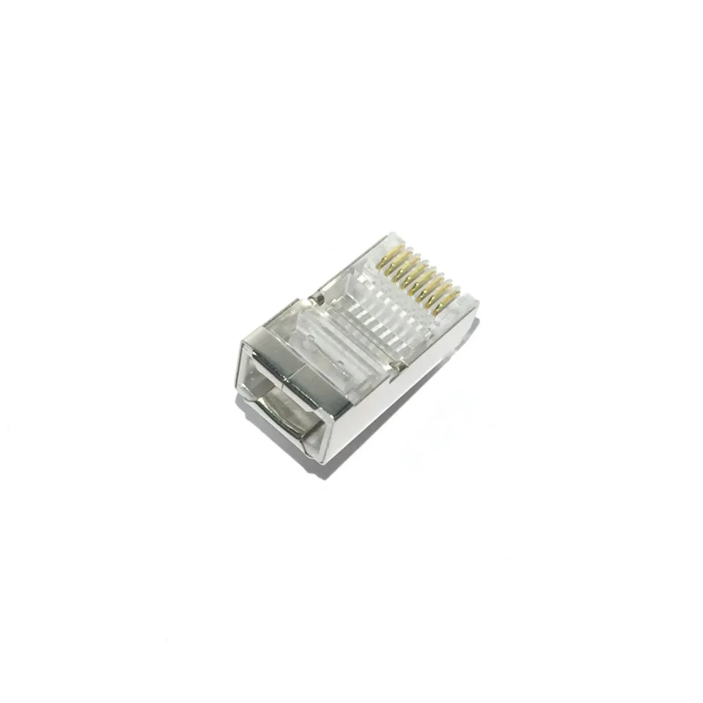 10 قطع موصل RJ45 برمز 8P8C مطلي بالذهب ومجلفن بقابس معياري لكابل شبكة إيثرنت Cat5e Cat6