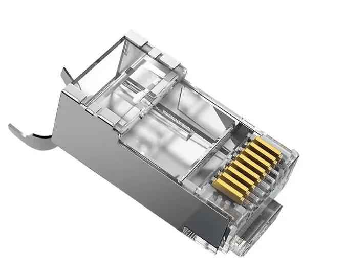 10 قطع موصل RJ45 برمز 8P8C مطلي بالذهب ومجلفن بقابس معياري لكابل شبكة إيثرنت Cat5e Cat6