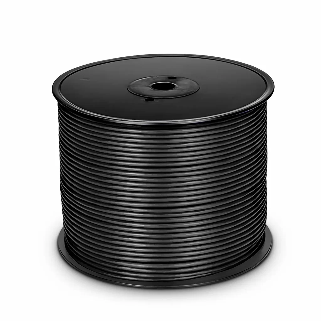 Cat6 Ethernet Verlegekabel, 305m, UL-gelistet, 26AWG Litze aus reinem blanken Kupferdraht, 550MHz, geschirmt (F/UTP), PVC CM, auf Spule (schwarz)