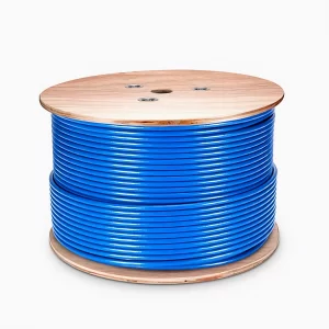 Cat6a Ethernet Bulk Cable, 305m, 23AWG Solid Pure Bare Copper Wire, 750MHz, Shielded (S/FTP), PVC CMR, with Reel (Blue)