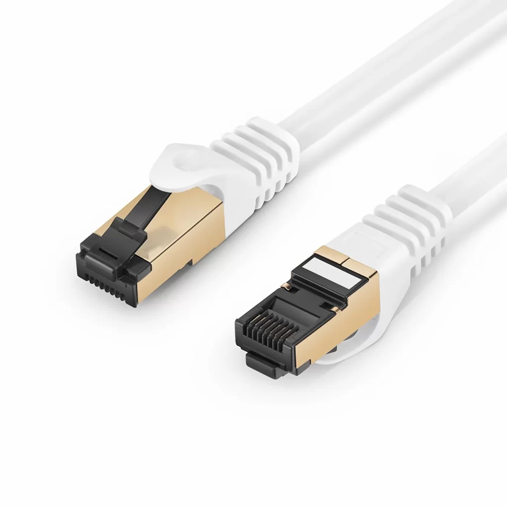 Cabo de Rede Ethernet Cat8 28AWG Blindado (S/FTP) sem Engate, PVC CM, Cor Off-White