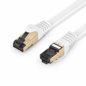 Cabo de Rede Ethernet Cat8 28AWG Blindado (S/FTP) sem Engate, PVC CM, Cor Off-White
