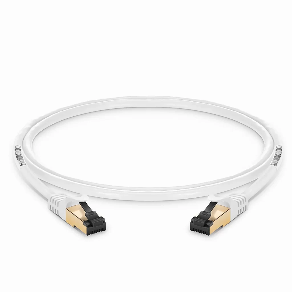 Cabo de Rede Ethernet Cat8 28AWG Blindado (S/FTP) sem Engate, PVC CM, Cor Off-White