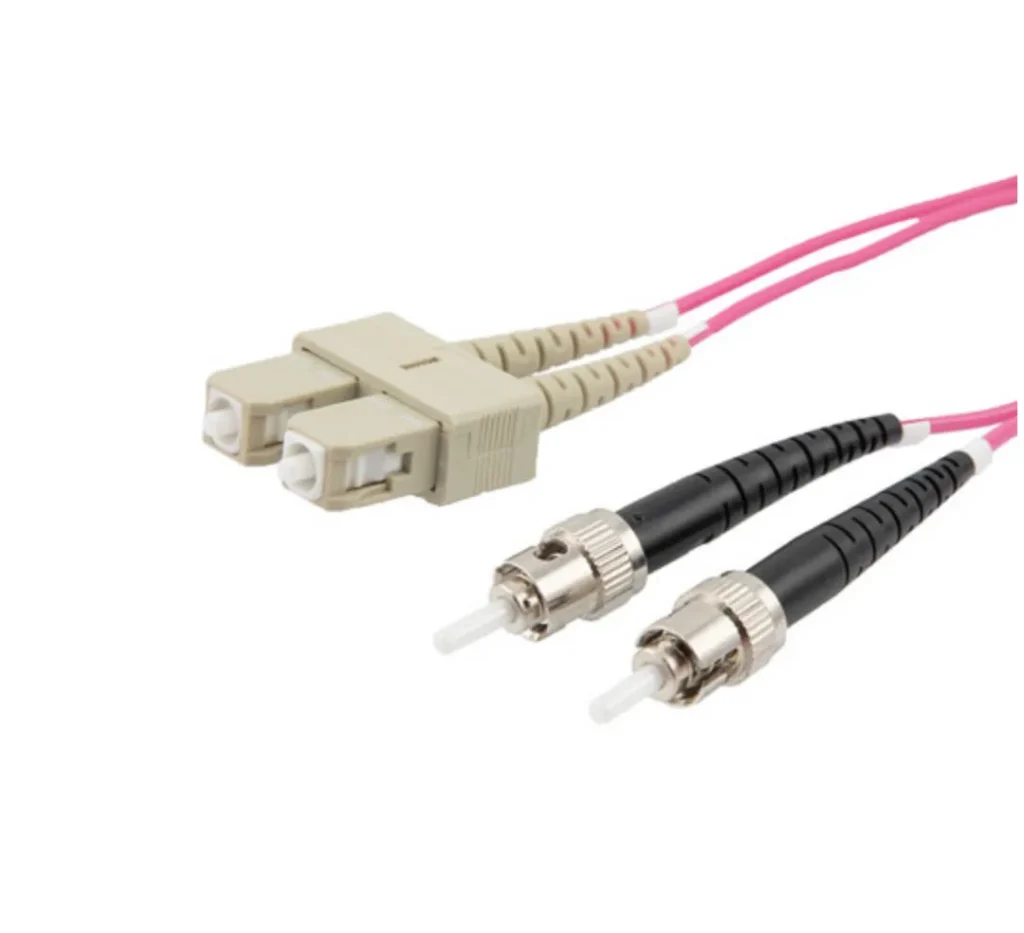 OM4 Duplex Fiber Patch Cord SC UPC‑ST UPC, 50/125μm Multimode, 2.0mm OD LSZH Jacket for High‑Speed Network